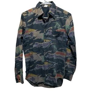 Adam Kimmel Tropical Palm Tree Artsy Abstract Button Down Shirt Men’s Size XXS